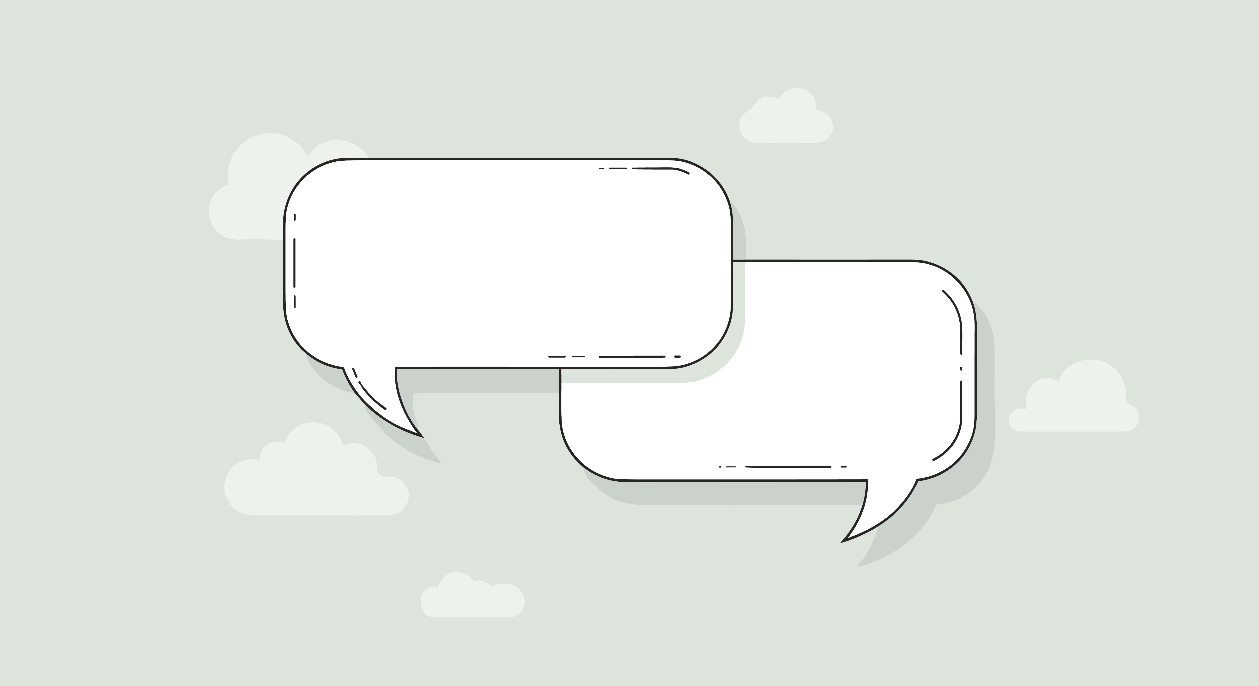 To snakkebobler på grønn bakgrunn