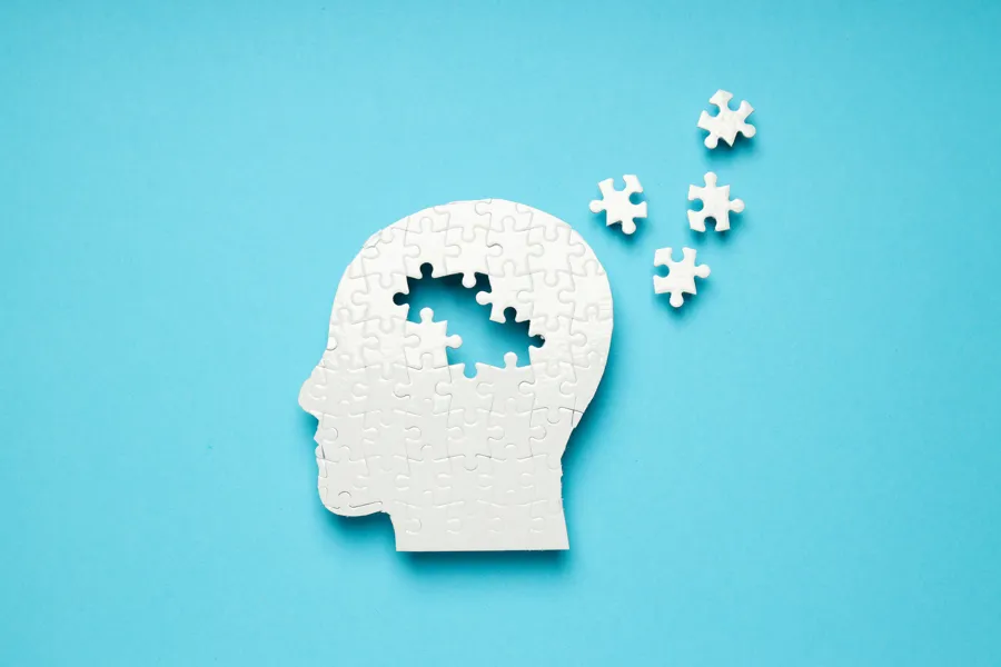 En hjerne med manglende puslespillbiter