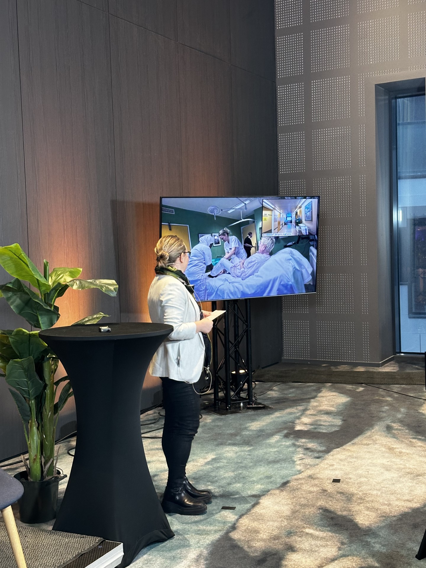 En person som ser på en stor skjerm