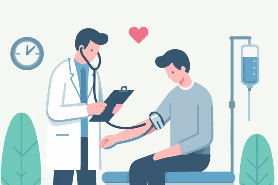 Illustrasjon av lege og pasient