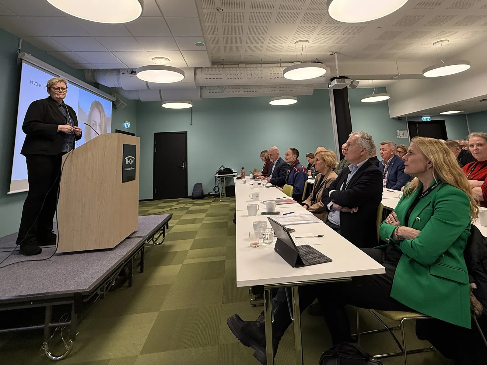 En person som holder en presentasjon for et publikum