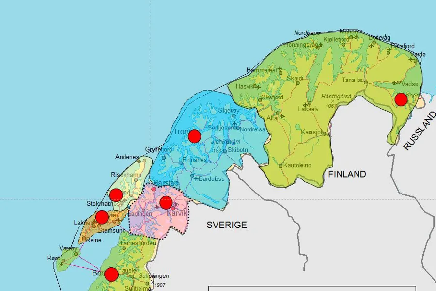 Ambulante rehabiliteringsteam i Helse Nord vist på kart