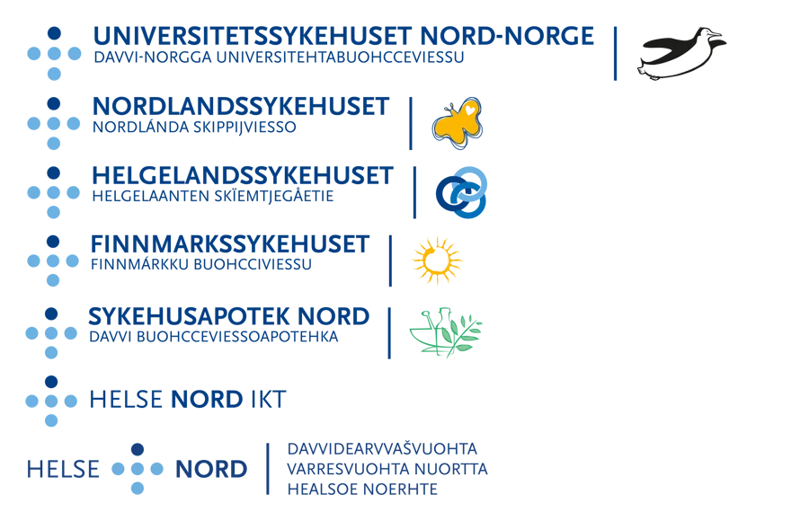 Alle logoene til helseforetakene i Helse Nord