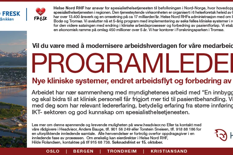 Helse Nord FRESK søker programleder