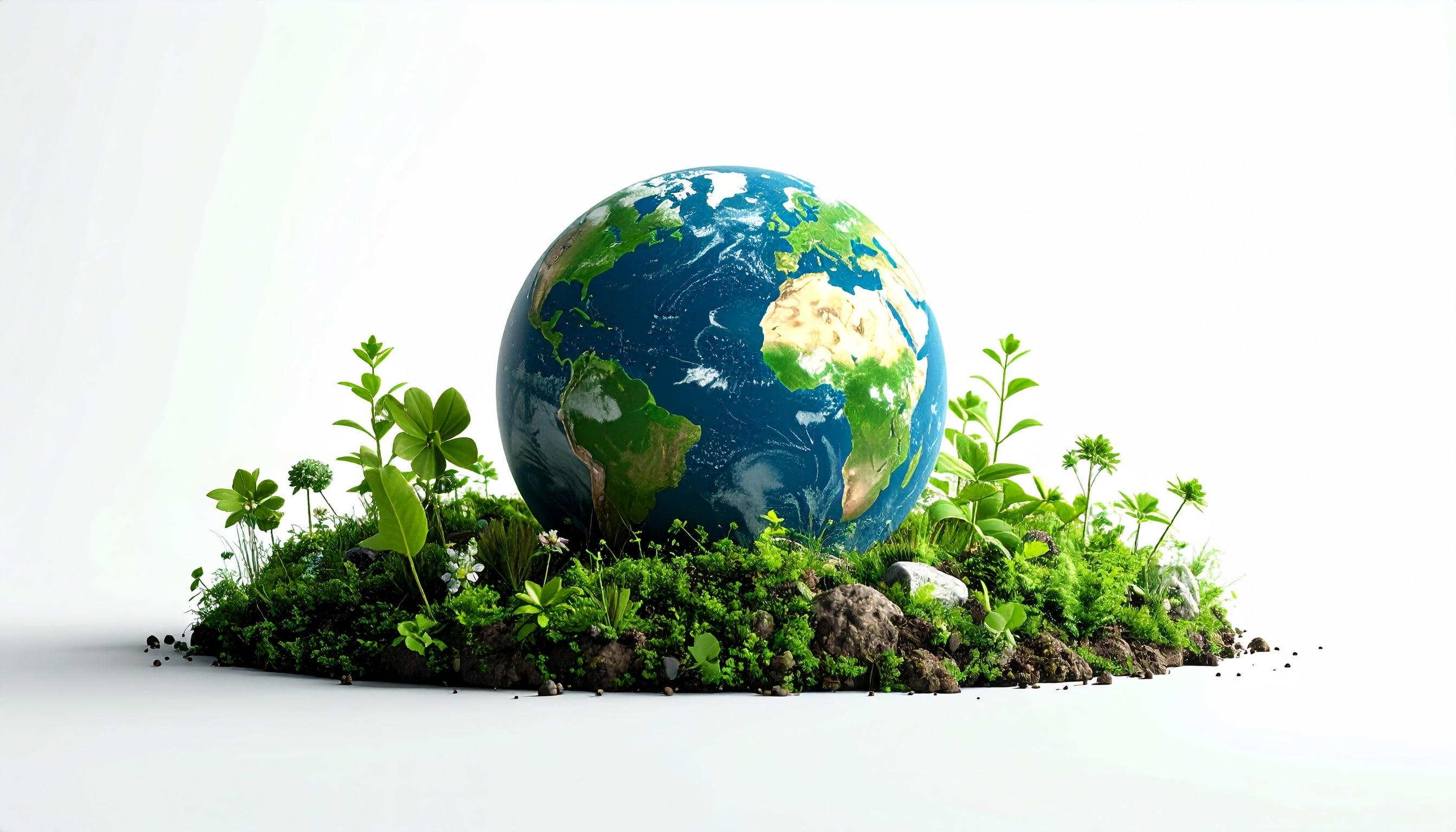 En globus med planter rundt seg