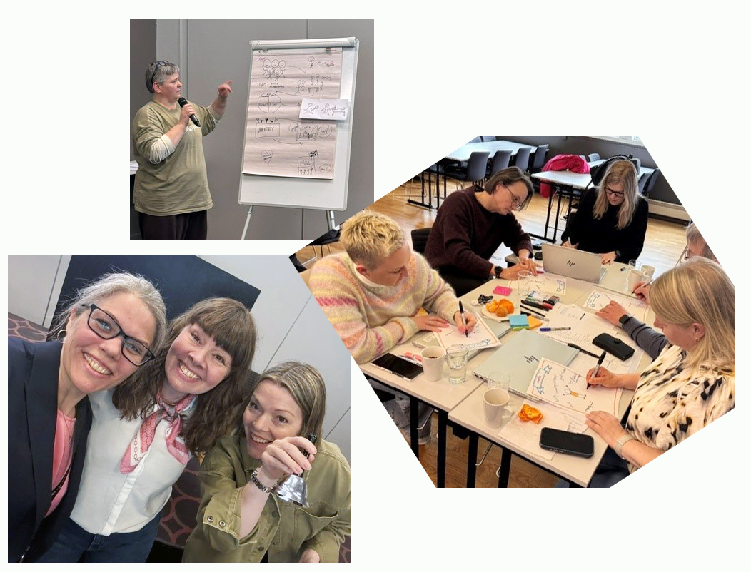 En gruppe mennesker som sitter ved et bord