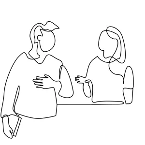 En tegning av to mennesker