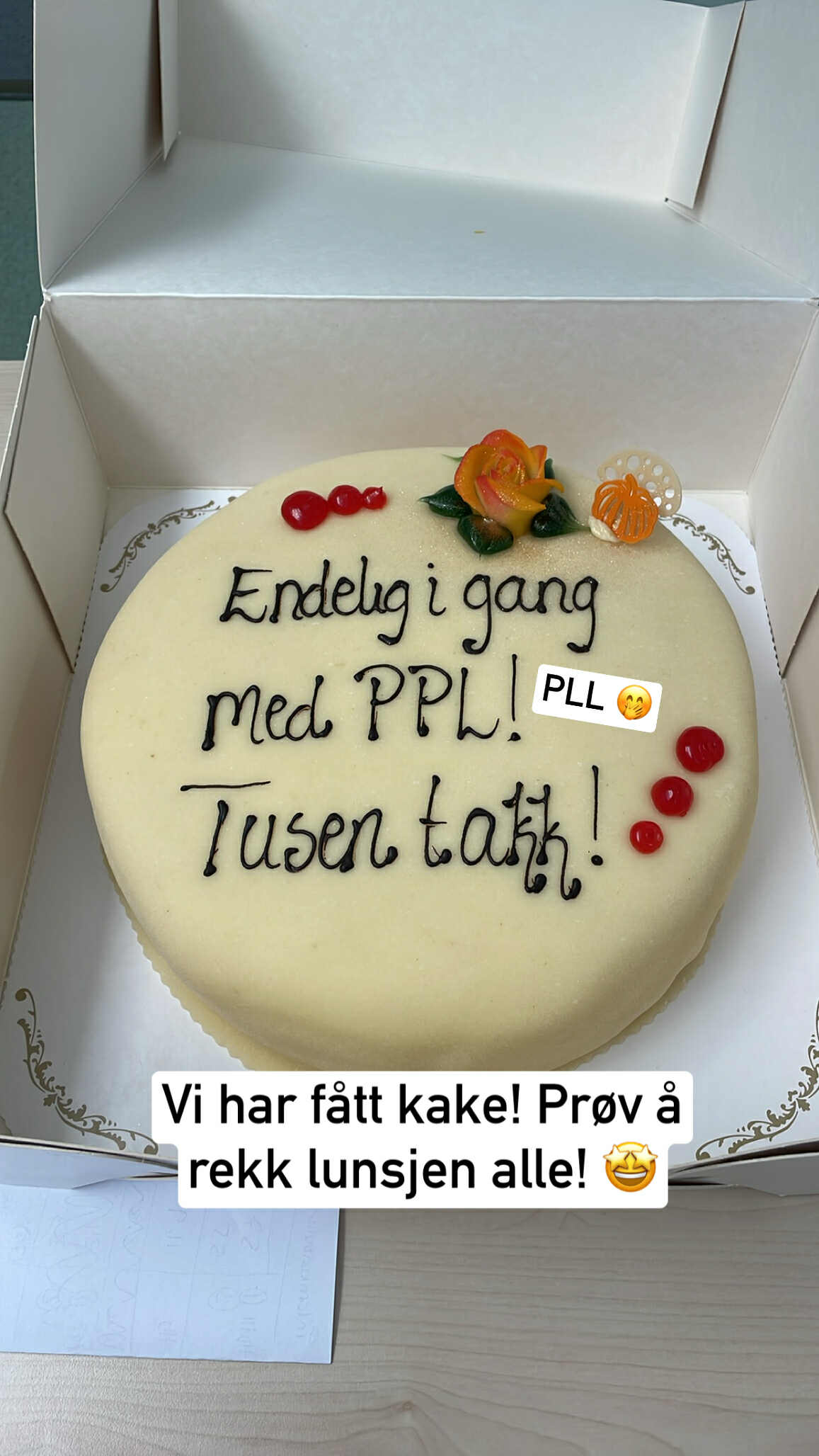 En boks med en melding på